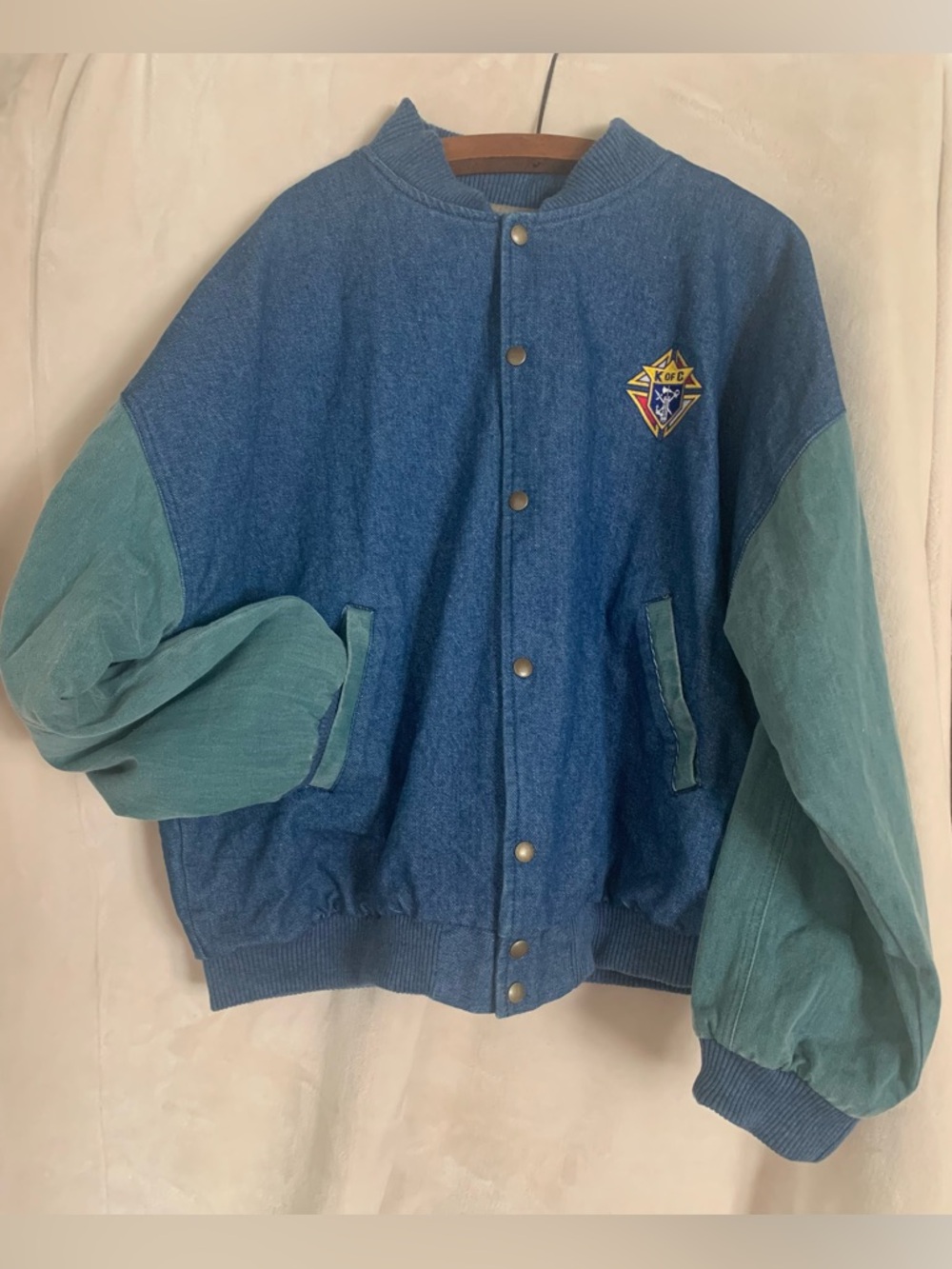 Men’s GAME Vintage Colorblock Denim Jacket - Blue & Teal